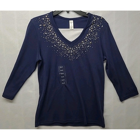 morning sun Tops - Morning Sun Jersey with tank inset Sun and Moon Bling Celestial Casual Comfy...‎